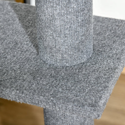 PawHut 260cm Floor To Ceiling Cat Tree for Indoor Cats w/ Three Platforms Activity Centre - Grey 
