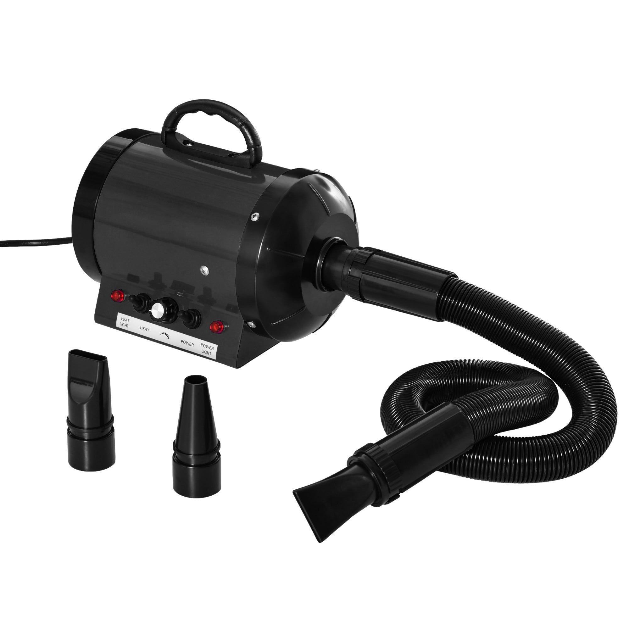PawHut 2800W Dog Hair Dryer Pet Grooming Blaster Water Blower Dryer w/ 3 Nozzles, Black 