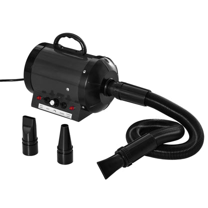 PawHut 2800W Dog Hair Dryer Pet Grooming Blaster Water Blower Dryer w/ 3 Nozzles, Black 