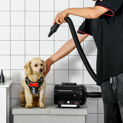PawHut 2800W Dog Hair Dryer Pet Grooming Blaster Water Blower Dryer w/ 3 Nozzles, Black 