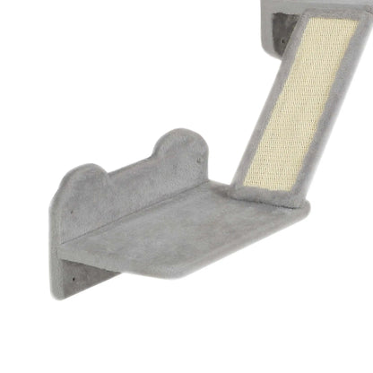 PawHut 3-Piece Cat Wall Furniture with Scratching Posts, Scratching Pads, Perches, Cat Wands, Toy Balls, Light Grey 