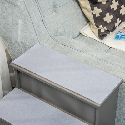 PawHut 4 Step Wooden Dog Steps Pet Stairs for Dogs, Cat Ladder for Bed Couch with Non-Slip Carpet 40 x 59 x 54.2 cm, Grey 