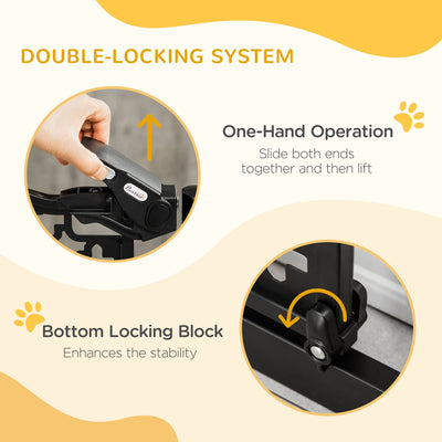 PawHut 74-80 cm Pressure Fit Safety Gate for Doorways and Staircases, Dog Gate, Pet Barrier for Hallways with Auto Close, Double Locking 