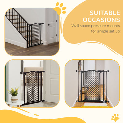 PawHut 74-80 cm Pressure Fit Safety Gate for Doorways and Staircases, Dog Gate, Pet Barrier for Hallways with Auto Close, Double Locking 