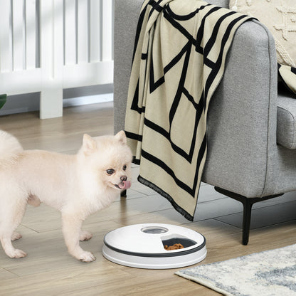 PawHut Automatic Pet Dog Cat Feeder w/ Digital Timer Six-Meal Food Dispenser 