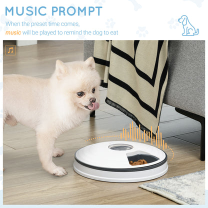 PawHut Automatic Pet Dog Cat Feeder w/ Digital Timer Six-Meal Food Dispenser 