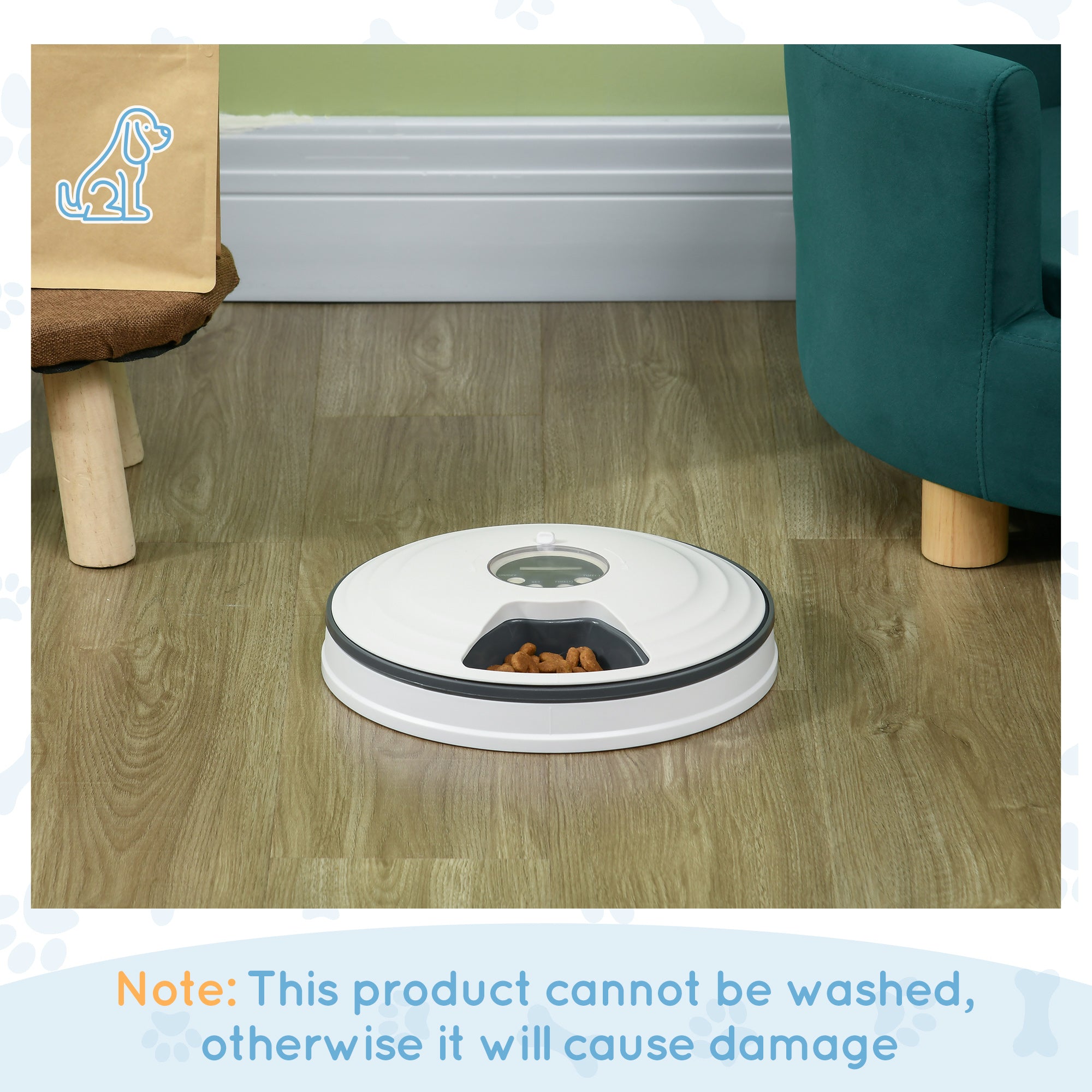 PawHut Automatic Pet Dog Cat Feeder w/ Digital Timer Six-Meal Food Dispenser 