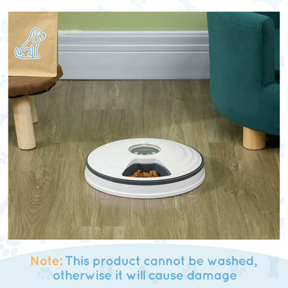 PawHut Automatic Pet Dog Cat Feeder w/ Digital Timer Six-Meal Food Dispenser 
