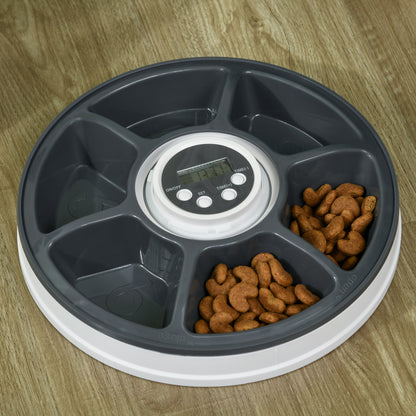 PawHut Automatic Pet Dog Cat Feeder w/ Digital Timer Six-Meal Food Dispenser 