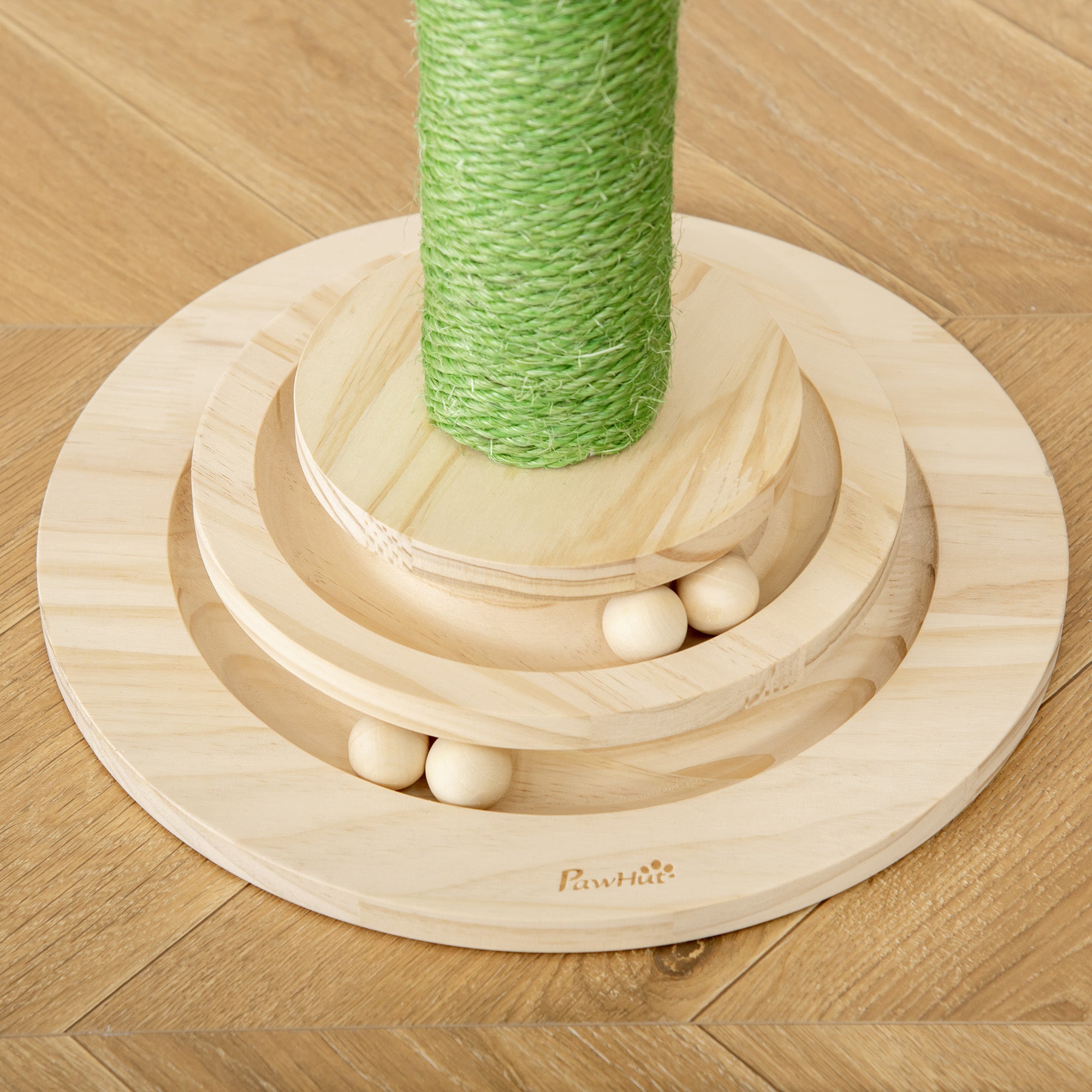 PawHut Cat Tree Cactus Sisal Scratching Post for Indoor Cats Play Tower Kitten Furniture with Hanging Ball Interactive Fun Roller Exerciser 32 x 32 x 60cm 