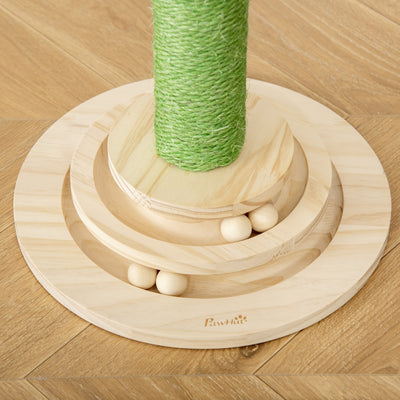PawHut Cat Tree Cactus Sisal Scratching Post for Indoor Cats Play Tower Kitten Furniture with Hanging Ball Interactive Fun Roller Exerciser 32 x 32 x 60cm 