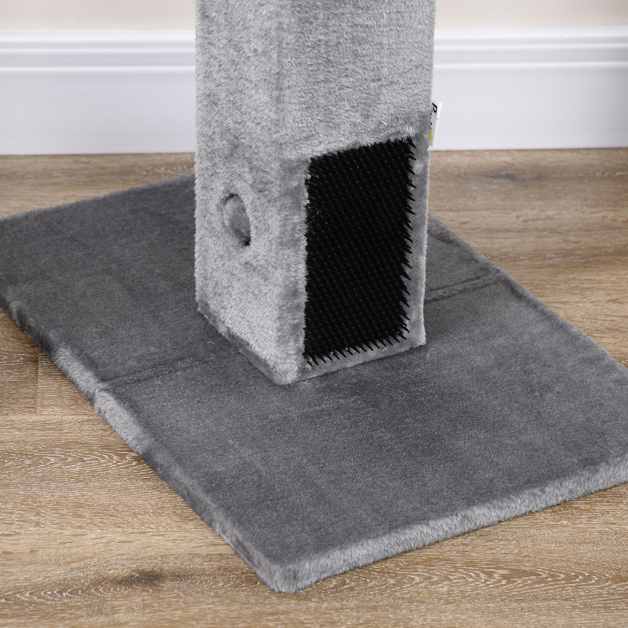 PawHut Cat Tree Scratching Post for Indoor Cats 79cm Jute Scratcher Climber w/ Carpet Base Dangling Toy – Grey 