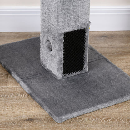 PawHut Cat Tree Scratching Post for Indoor Cats 79cm Jute Scratcher Climber w/ Carpet Base Dangling Toy – Grey 