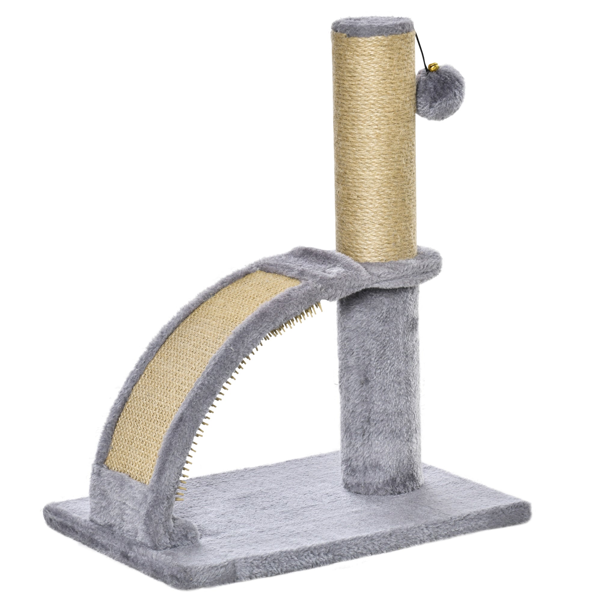 PawHut Cat Tree for Indoor Cats Climbing Activity Center Kitten Tower Furniture with Jute Post Scratching Massage Board Hanging Ball with Bell 34 x 24 x 43cm Grey 