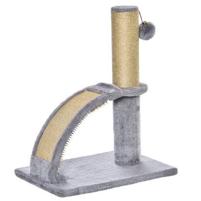PawHut Cat Tree for Indoor Cats Climbing Activity Center Kitten Tower Furniture with Jute Post Scratching Massage Board Hanging Ball with Bell 34 x 24 x 43cm Grey 