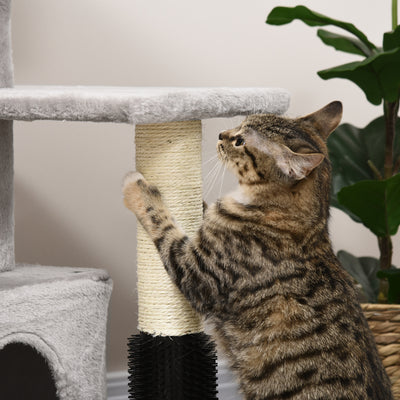 PawHut Cat Tree for Indoor Cats Climbing Tower Kitten Scratch Post Activity Center Kitten with Massage Toy Hanging Ball Bed Condo Perch 48 x 48 x 85cm Grey 
