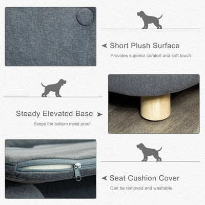 PawHut Dog Sofa Bed Pet Chair Couch with Water Resistant Fabric, Kitten Lounge with Soft Cushion Washable Cover, Wooden Frame for Mini Size Dogs - Grey 
