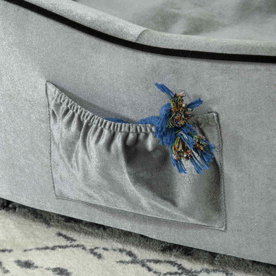 PawHut Dog Sofa Pet Chair, Kitten Bed Couch w/ Wooden Frame, Removable Cushion - Silver-Tone and Grey 