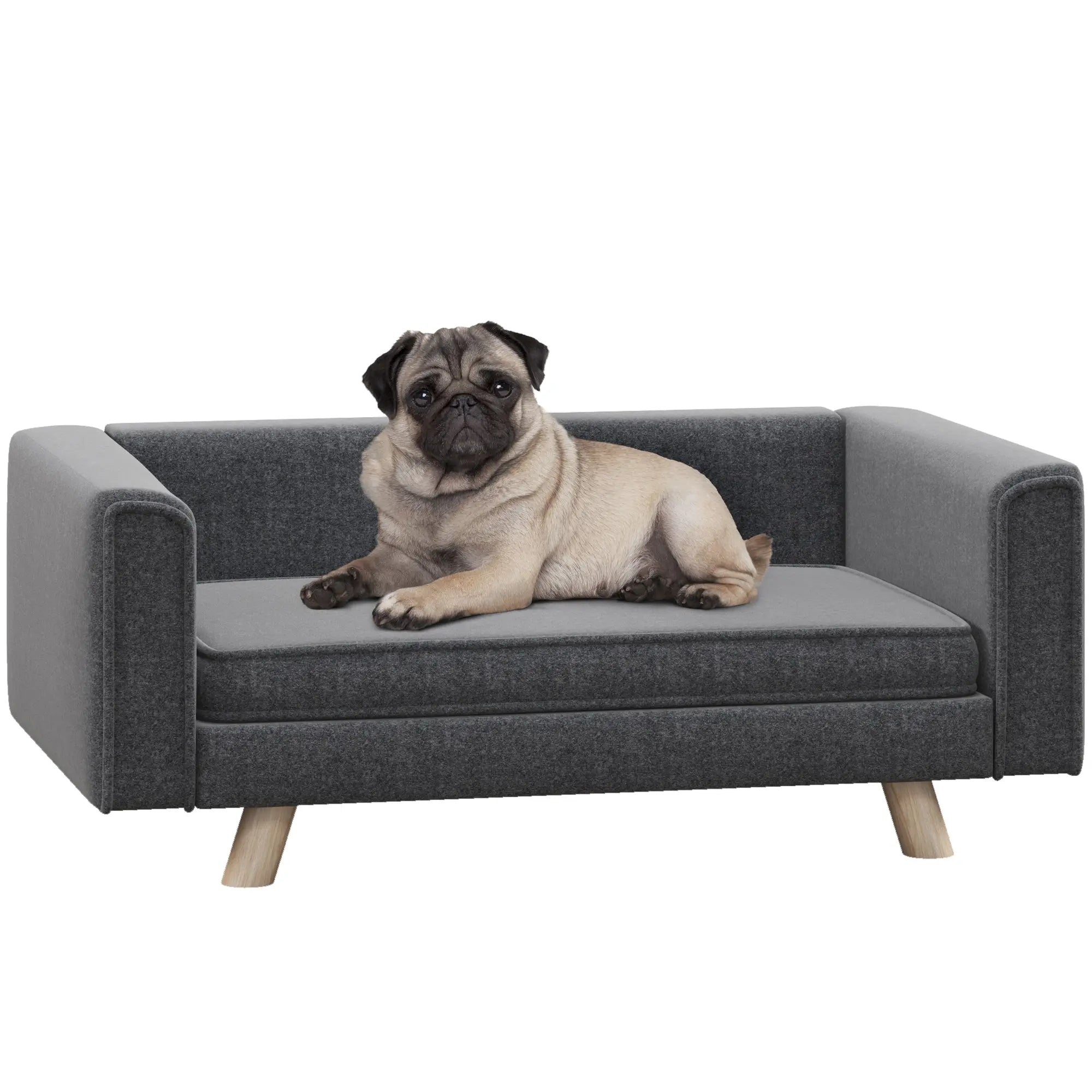PawHut Elevated Dog Sofa Bed, with Cushion, for Medium and Small Dogs, Grey 