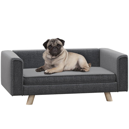 PawHut Elevated Dog Sofa Bed, with Cushion, for Medium and Small Dogs, Grey 