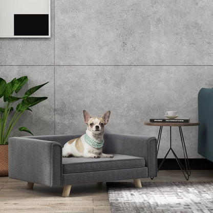 PawHut Elevated Dog Sofa Bed, with Cushion, for Medium and Small Dogs, Grey 