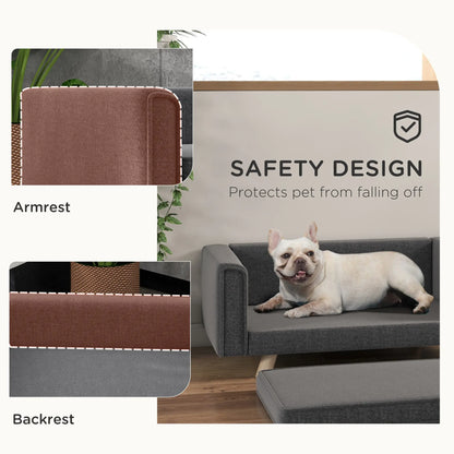 PawHut Elevated Dog Sofa Bed, with Cushion, for Medium and Small Dogs, Grey 