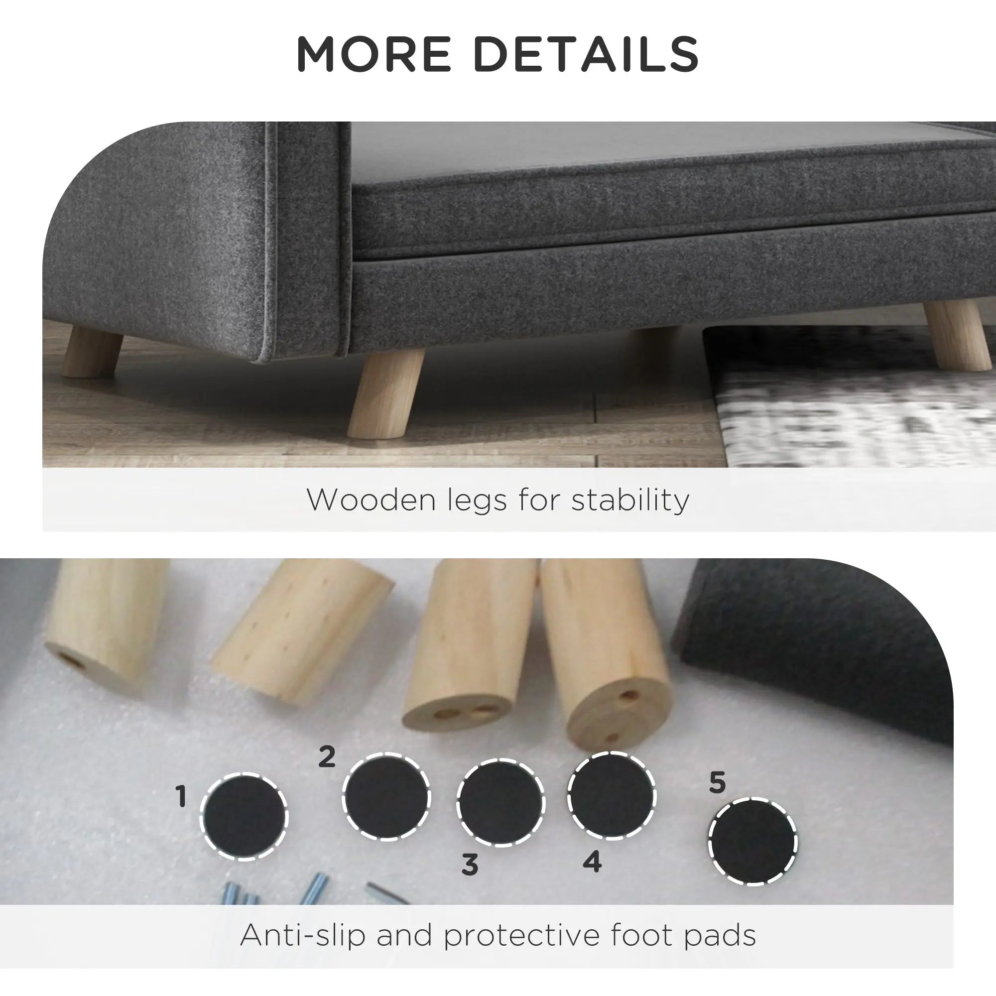 PawHut Elevated Dog Sofa Bed, with Cushion, for Medium and Small Dogs, Grey 