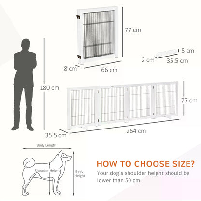 PawHut Freestanding Folding Pet Gate 4 Panels Dog Puppy Barrier with Support Feet 