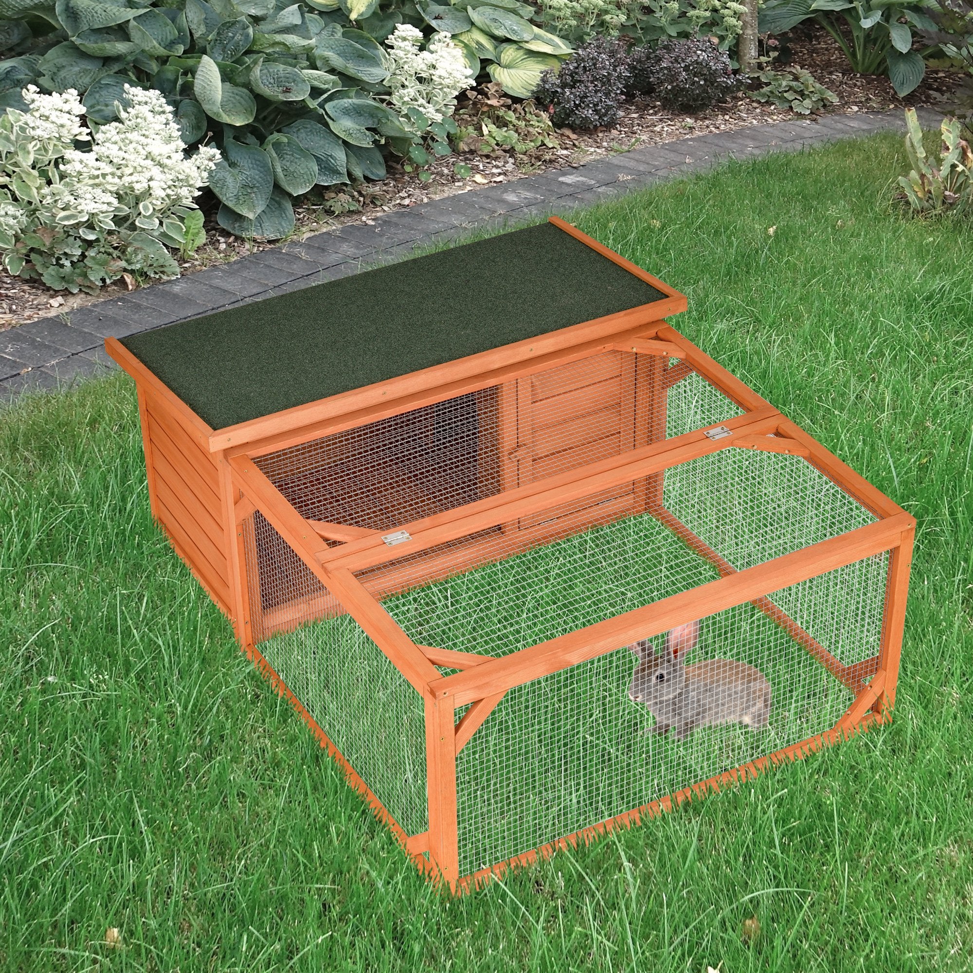 PawHut Guinea Pigs Hutches Off-ground Small Animal Guinea Pig House 125.5 x 100 x 49cm 
