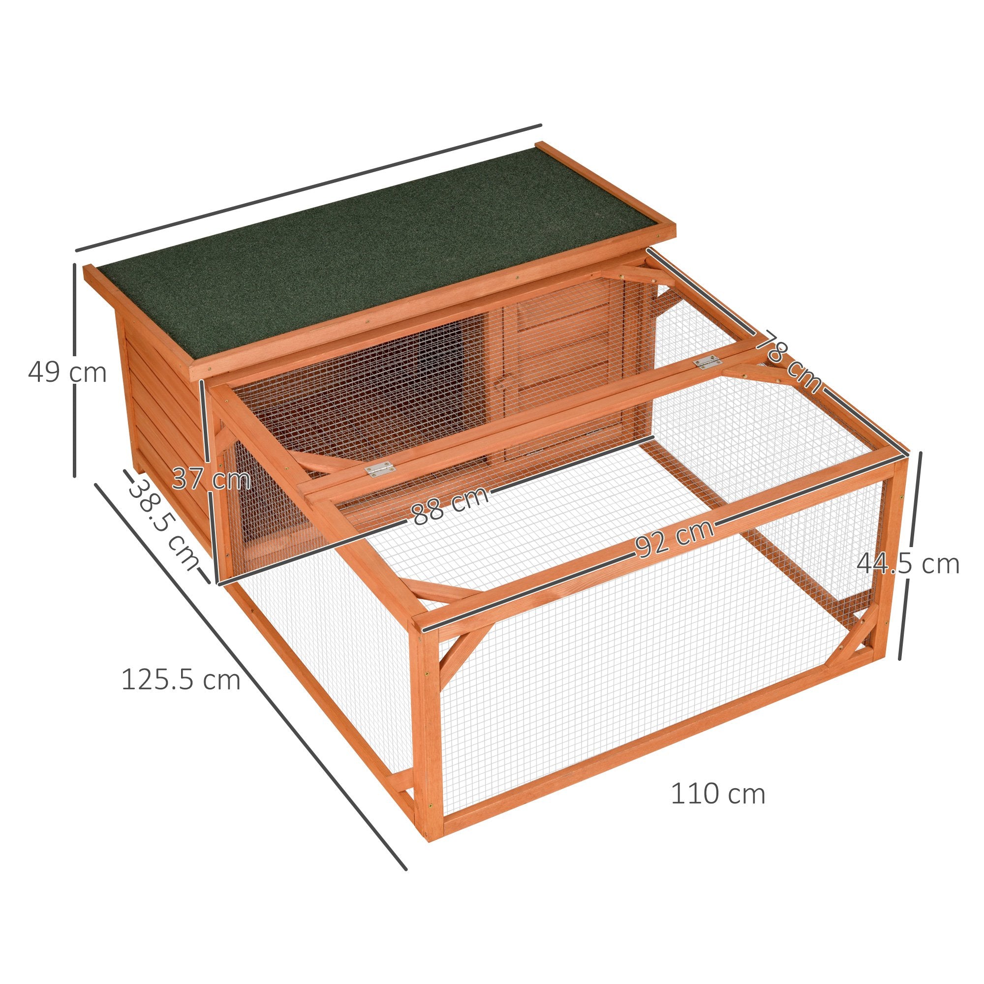 PawHut Guinea Pigs Hutches Off-ground Small Animal Guinea Pig House 125.5 x 100 x 49cm 