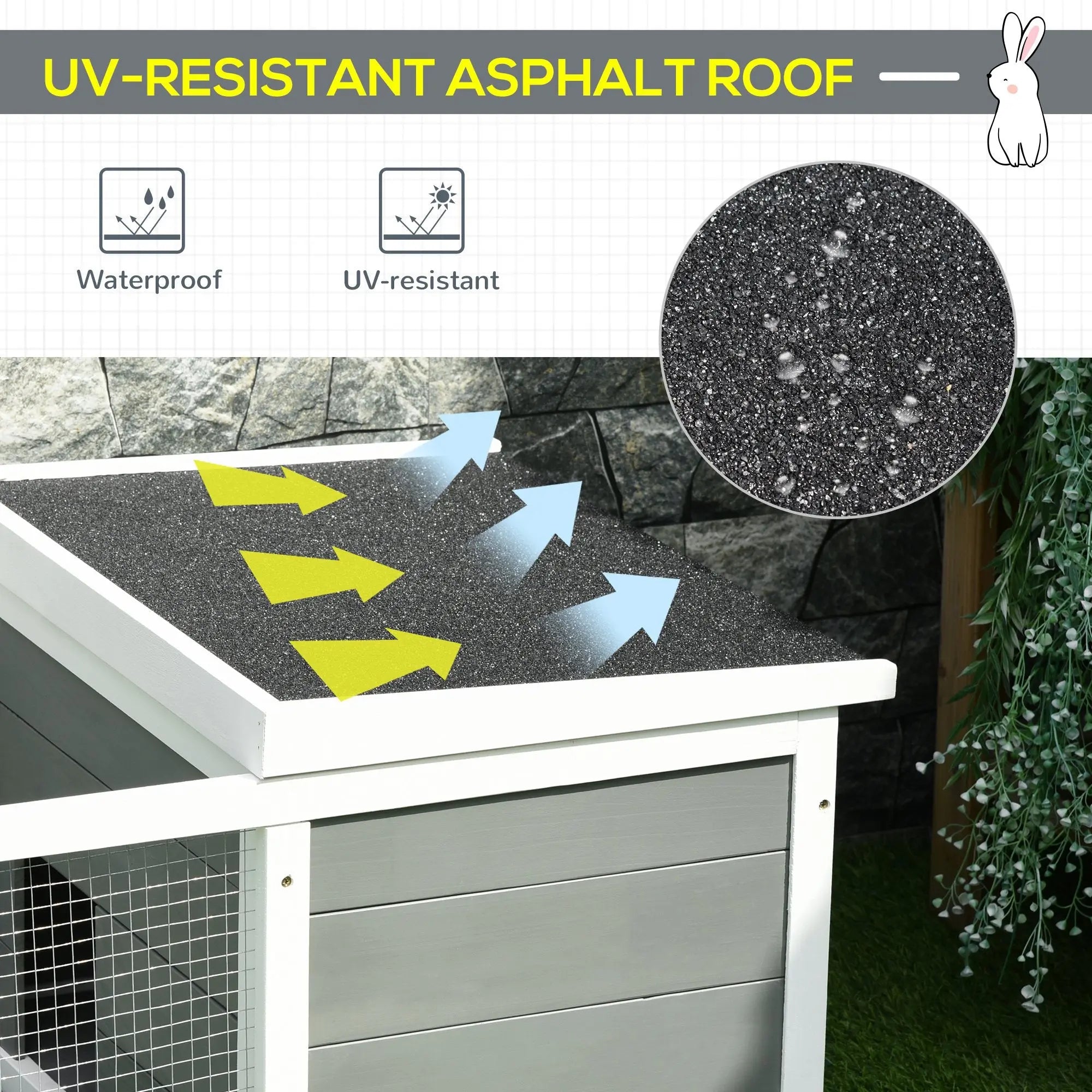 PawHut Guinea Pigs Hutches Small Guinea Pigs Hutches Pet Run Cover, with Water-resistant Asphalt Roof 