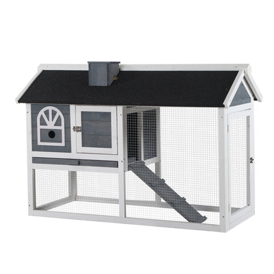 PawHut Guinea Pigs Hutches Wood Bunny Cage for Outdoor Indoor w/ Pull Out Tray Run Box Ramp 