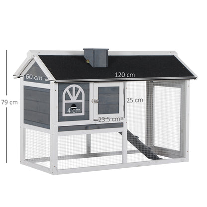 PawHut Guinea Pigs Hutches Wood Bunny Cage for Outdoor Indoor w/ Pull Out Tray Run Box Ramp 