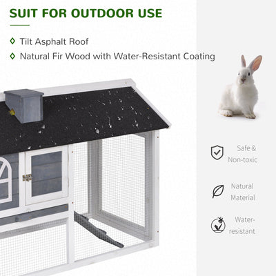 PawHut Guinea Pigs Hutches Wood Bunny Cage for Outdoor Indoor w/ Pull Out Tray Run Box Ramp 