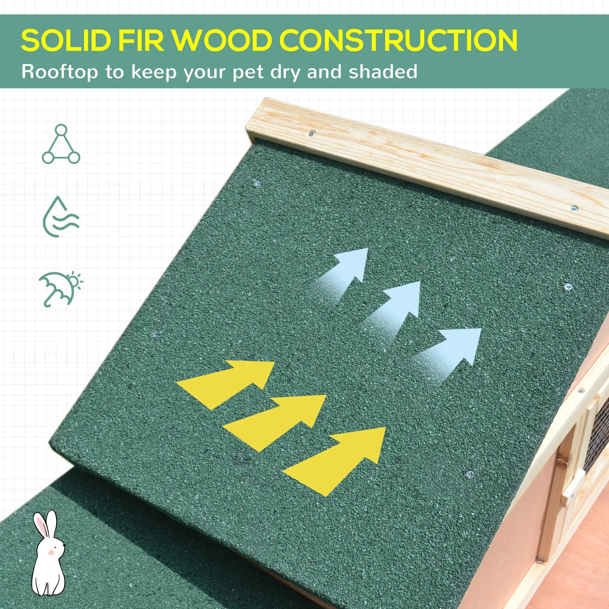 PawHut Guinea Pigs Hutches, 210Lx45.5Wx84.5H cm, Fir Wood-Natural Wood Colour 