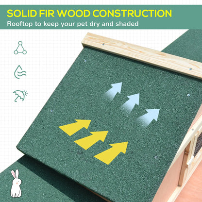 PawHut Guinea Pigs Hutches, 210Lx45.5Wx84.5H cm, Fir Wood-Natural Wood Colour 