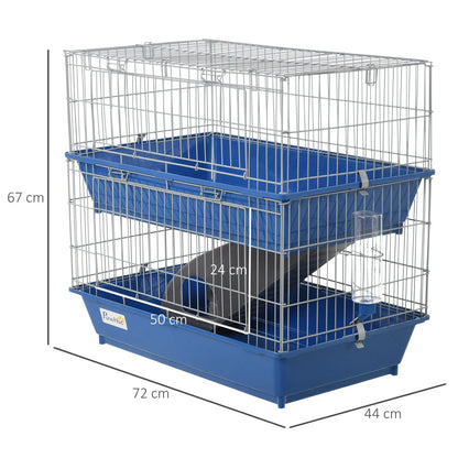 PawHut Metal 2-Tier Small Guinea Pigs Hutches Blue 