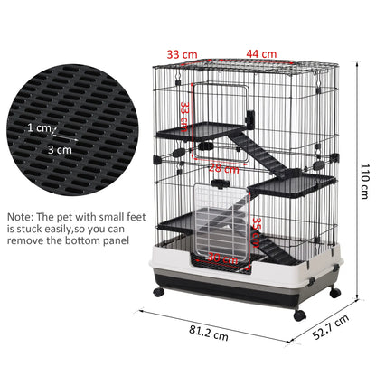PawHut Metal Wire 3-Tier Small Guinea Pigs Hutches Rabbits Hutches Black/White 