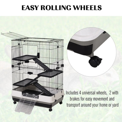 PawHut Metal Wire 3-Tier Small Guinea Pigs Hutches Rabbits Hutches Black/White 