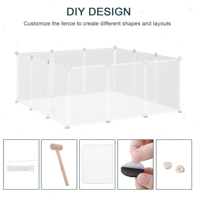 PawHut Pet Playpen DIY Small Guinea Pigs Hutches Fence 12 Panels for Kitten Bunny Chinchilla 