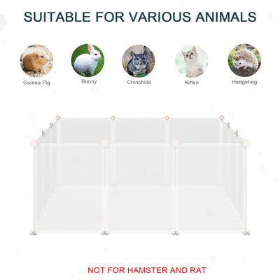 PawHut Pet Playpen DIY Small Guinea Pigs Hutches Fence 12 Panels for Kitten Bunny Chinchilla 
