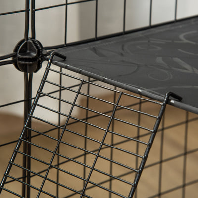 PawHut Pet Playpen w/ Door Customisable Fence for Guinea Pigs Chinchillas Hedgehogs - Black 