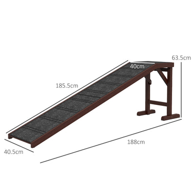 PawHut Pet Ramp for Dogs Cats  Non-Slip Carpet Top Platform - Brown & Grey 