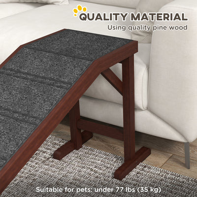 PawHut Pet Ramp for Dogs Cats  Non-Slip Carpet Top Platform - Brown & Grey 