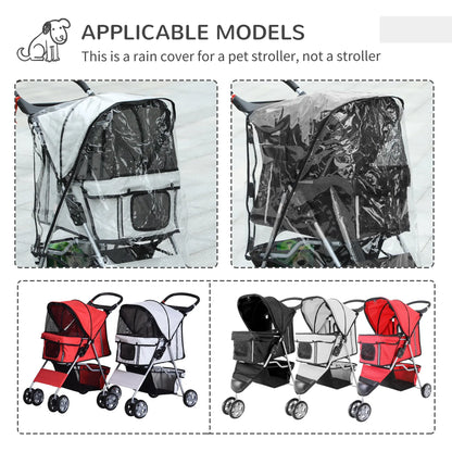 PawHut Pet Travel Stroller with Rain Cover, 3 Wheels Foldable Cat Dog Pushchair with Storage Basket and Cupholder for Small Miniature Dogs(Black) 