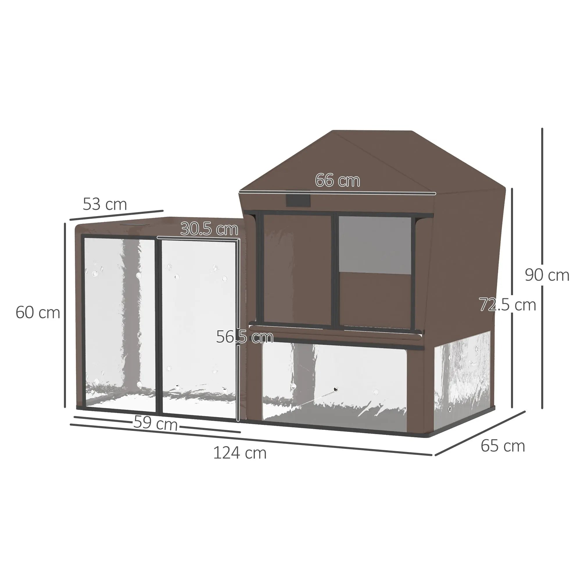 PawHut Rabbit Hutch Cover, Water-Resistant Pets Cage Protector, Breathable Guinea Pig Cage Cover - Brown 