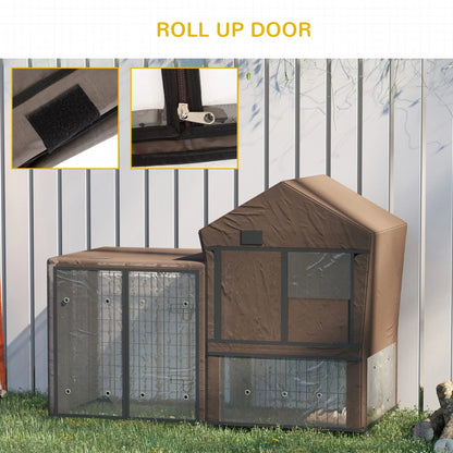PawHut Rabbit Hutch Cover, Water-Resistant Pets Cage Protector, Breathable Guinea Pig Cage Cover - Brown 
