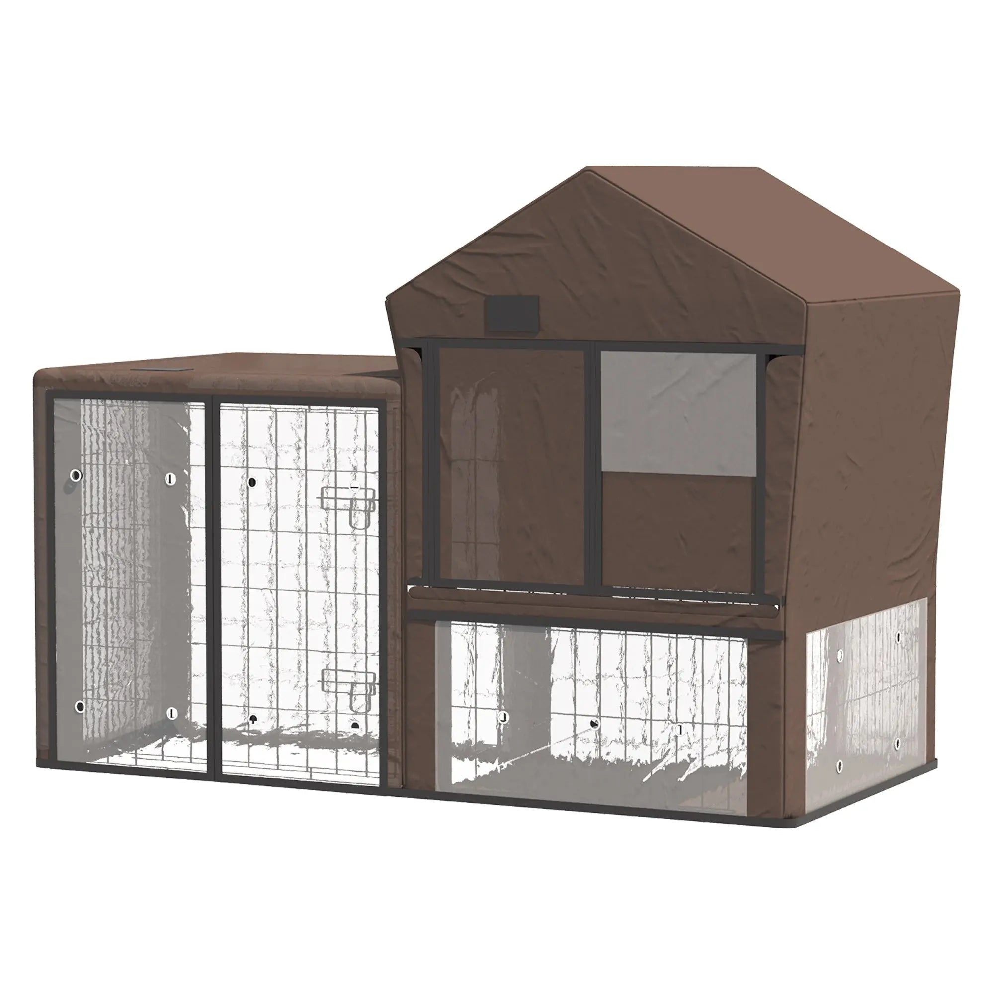 PawHut Rabbit Hutch Cover, Water-Resistant Pets Cage Protector, Breathable Guinea Pig Cage Cover - Brown 