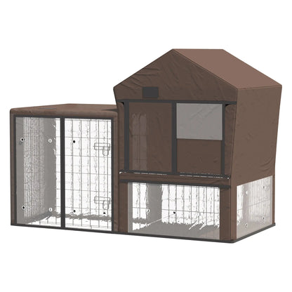 PawHut Rabbit Hutch Cover, Water-Resistant Pets Cage Protector, Breathable Guinea Pig Cage Cover - Brown 