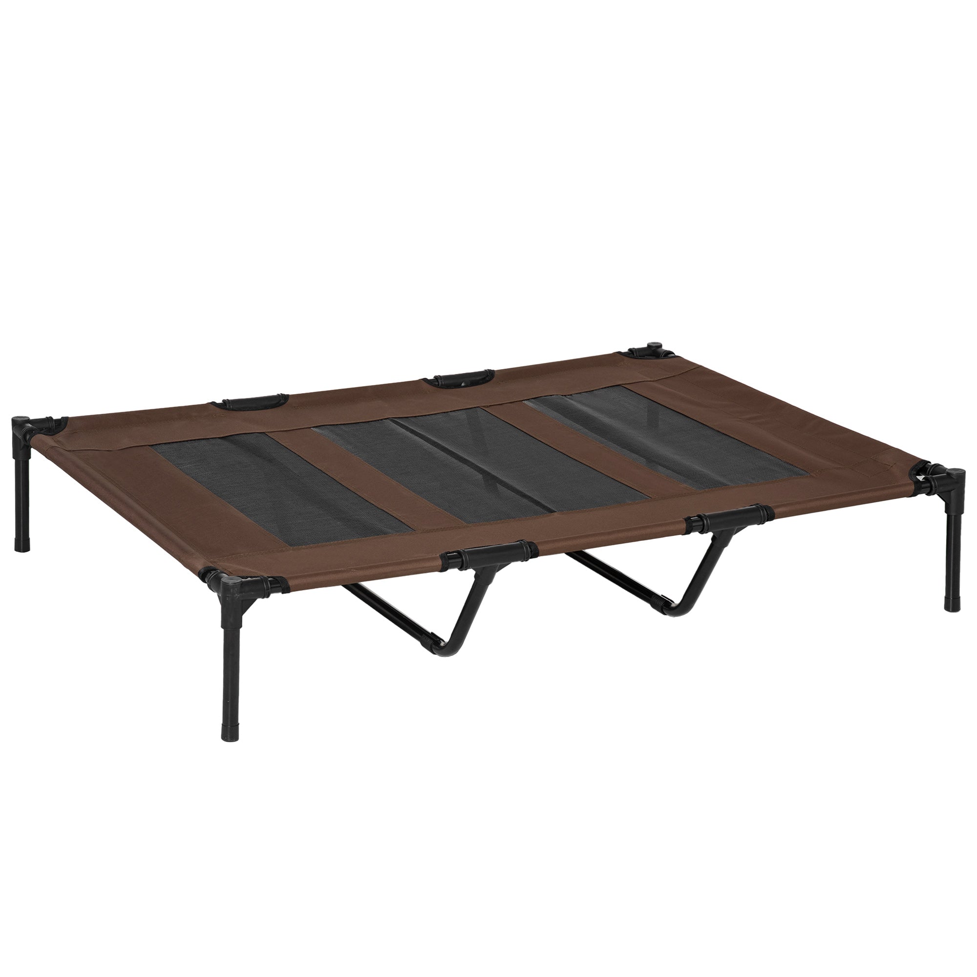 PawHut Raised Dog Bed Cooling Elevated Pet Cot with Breathable Mesh for Indoor Outdoor Use Brown, XX Large, 122 x 92 x 23cm 